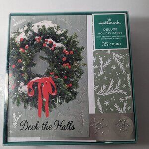 NEW- Hallmark Deluxe Holiday Cards- 35 Count- Deck the Halls Christmas